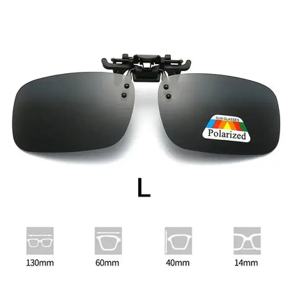 Polarized clip-on sunglasses designed for enhancing visibility while fishing outdoors