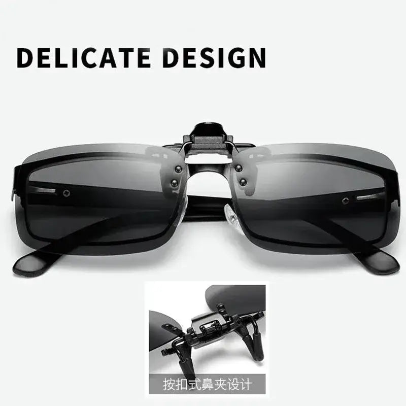 Polarized clip-on sunglasses with a delicate design for enhanced fishing visibility and comfort