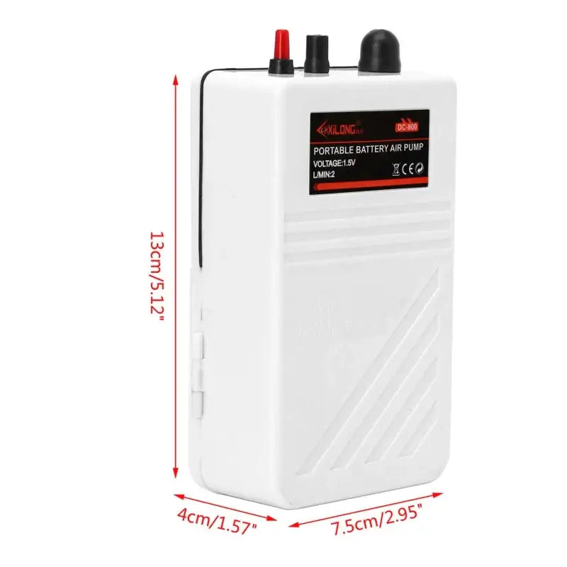 Portable battery-powered air pump for fishing, ideal as a portable fish airator for oxygenating live bait