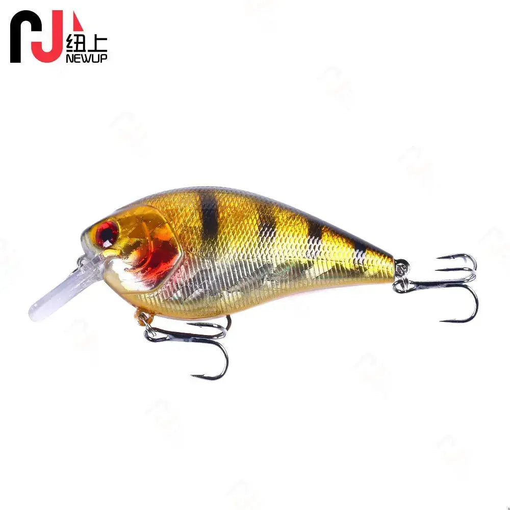 Premium crank bait fishing lures in vibrant yellow and gold with realistic fish patterns
