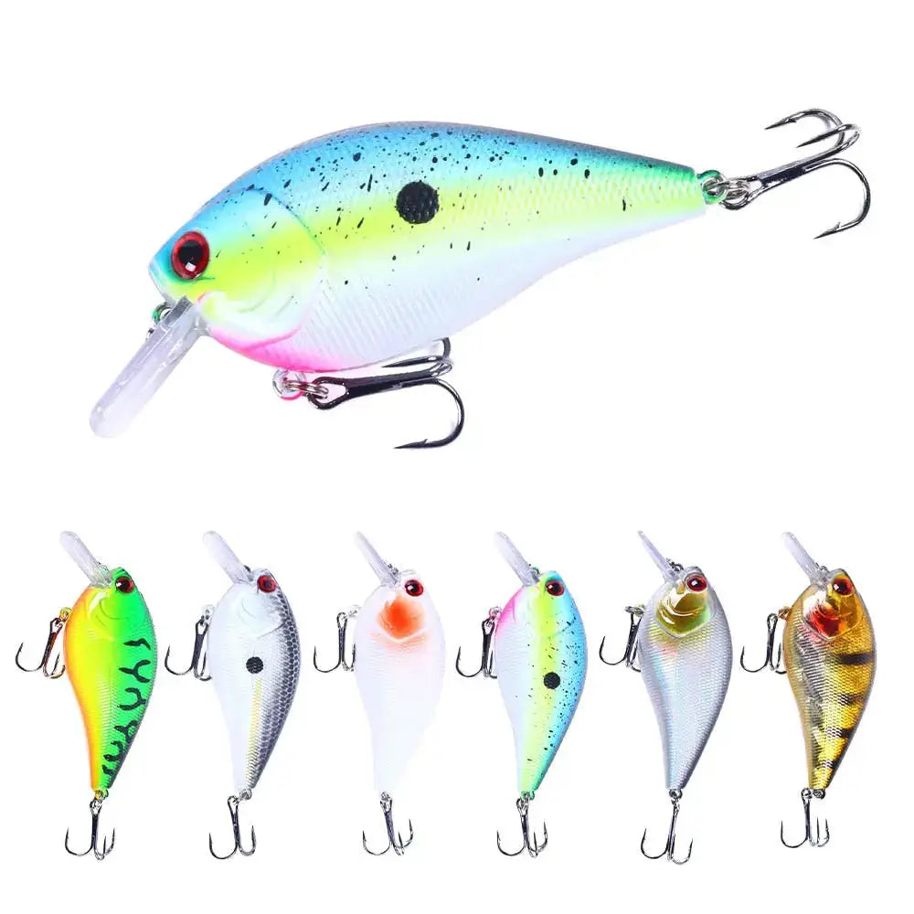 Eight premium crank bait fishing lures in vibrant colors with sharp hooks for effective angling