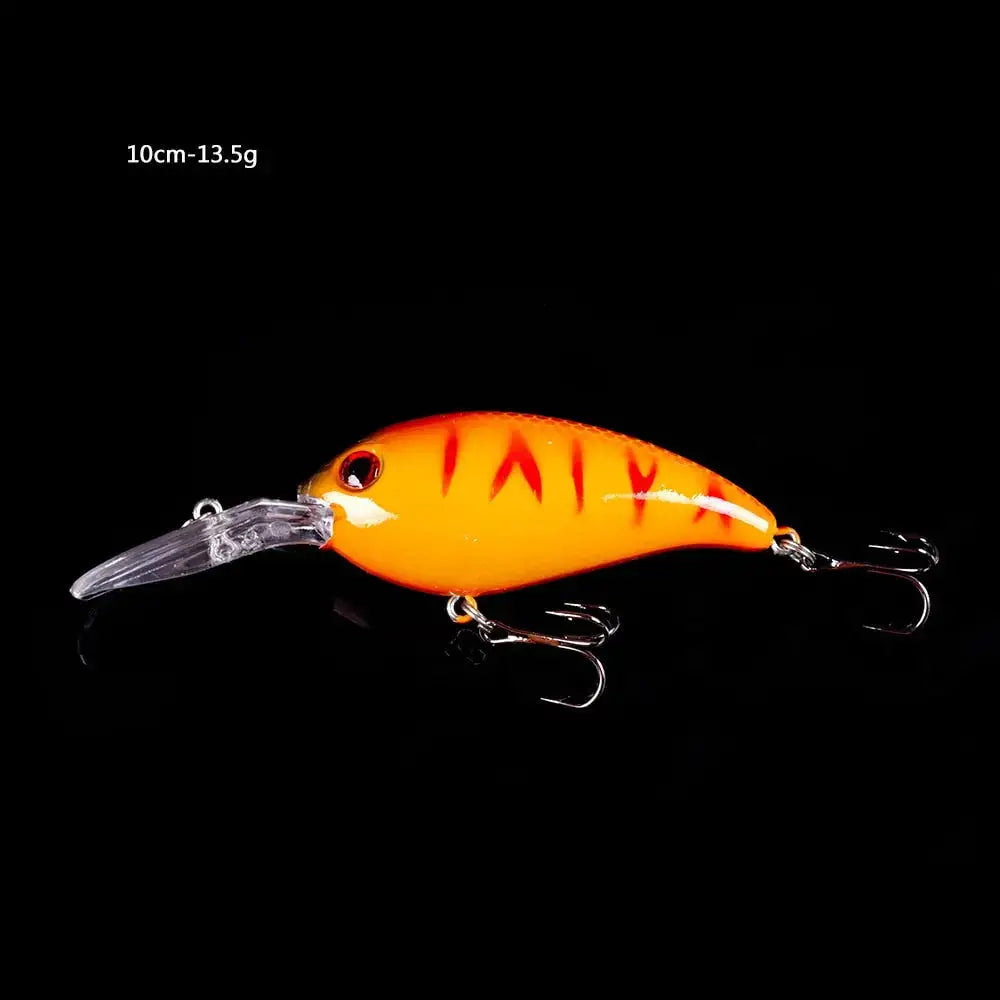 Premium crank bait fishing lures in vibrant orange color with sharp hooks for effective fishing