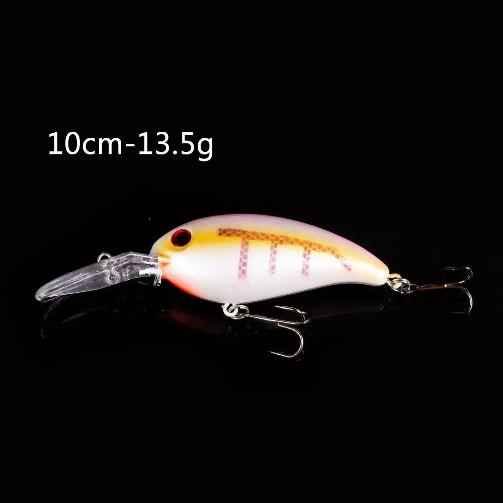 The premium crank bait fishing lures in white and pink design, ideal for catching various fish species.