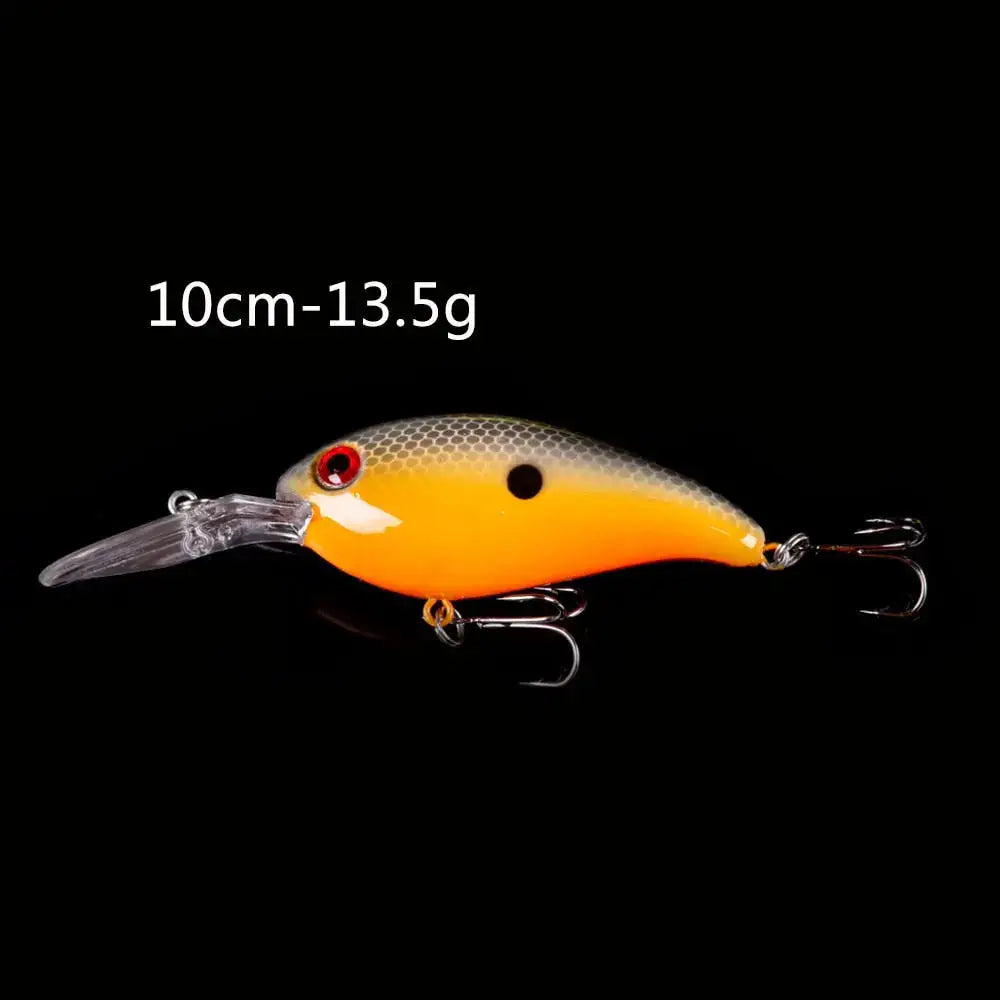 Premium crank bait fishing lures in vibrant orange color, 10cm and 13.5g for effective fishing