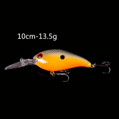 Premium crank bait fishing lures in vibrant orange color, 10cm and 13.5g for effective fishing