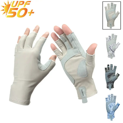 Lightweight fingerless fishing gloves with UPF 50 protection for comfortable fishing adventures