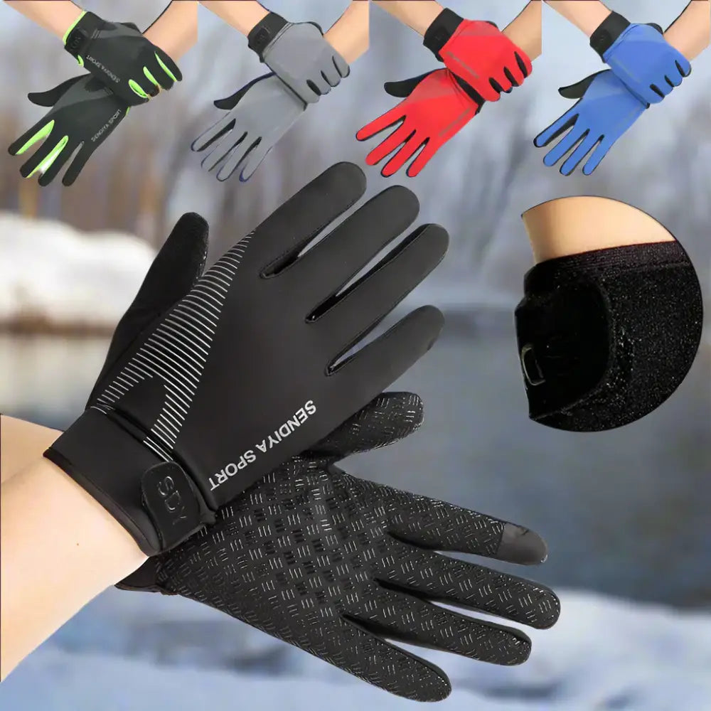 Thermal fishing gloves for ice fishing in various colors and designs for added grip and warmth