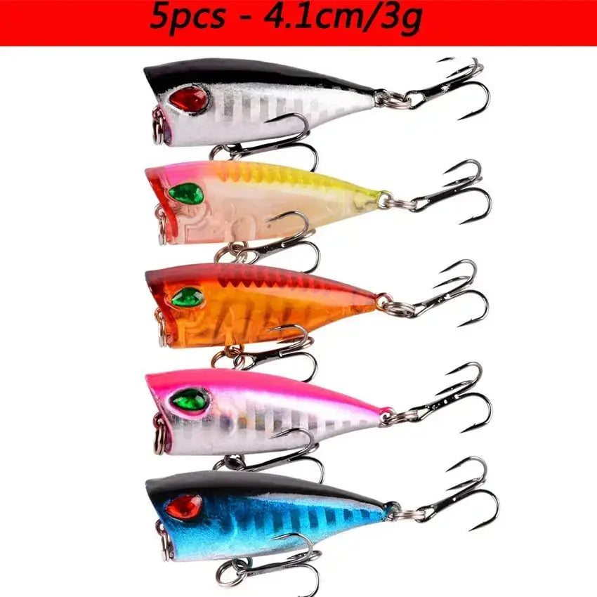 Five colorful slow minnow lures set, perfect for attracting various fish species while fishing