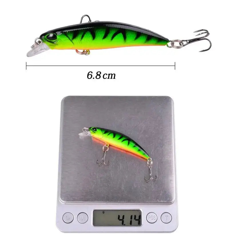 Slow minnow lures set featuring bright green and orange designs for effective fishing
