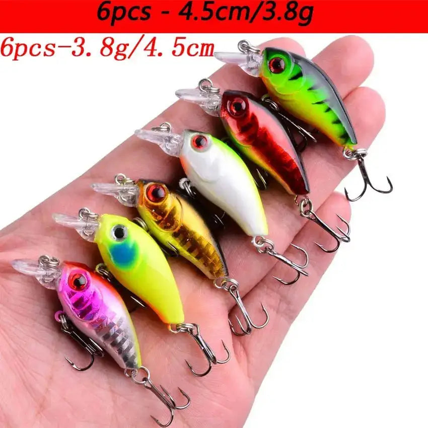 Slow minnow lures set with 6 vibrant colors, perfect for attracting fish during your fishing trips