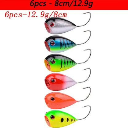 Slow minnow lures set featuring six vibrant designs for effective freshwater fishing