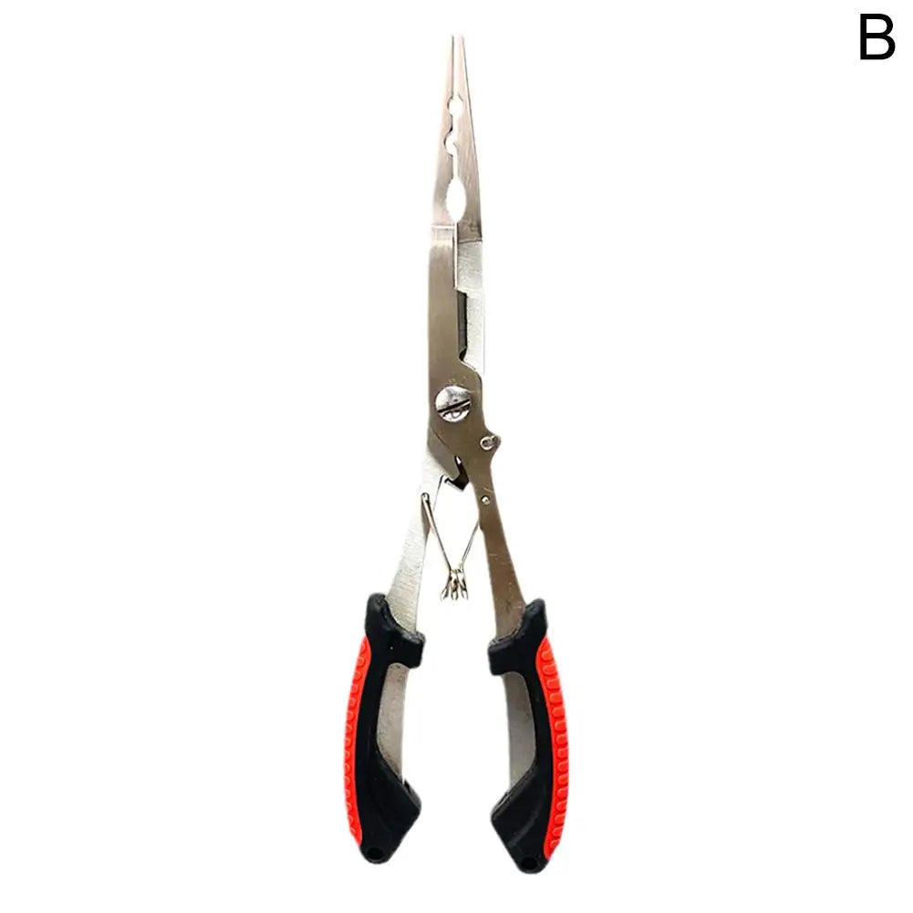 Durable stainless steel fishing pliers with ergonomic grips for easy use during fishing trips