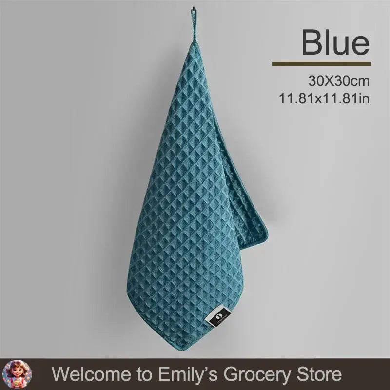 Blue super absorbent fishing towels measuring 30x30cm for efficient drying after fishing
