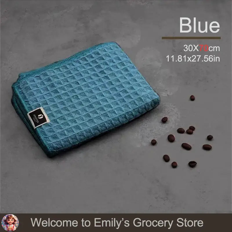 Blue super absorbent fishing towels measuring 30x70cm for effective drying and cleaning.