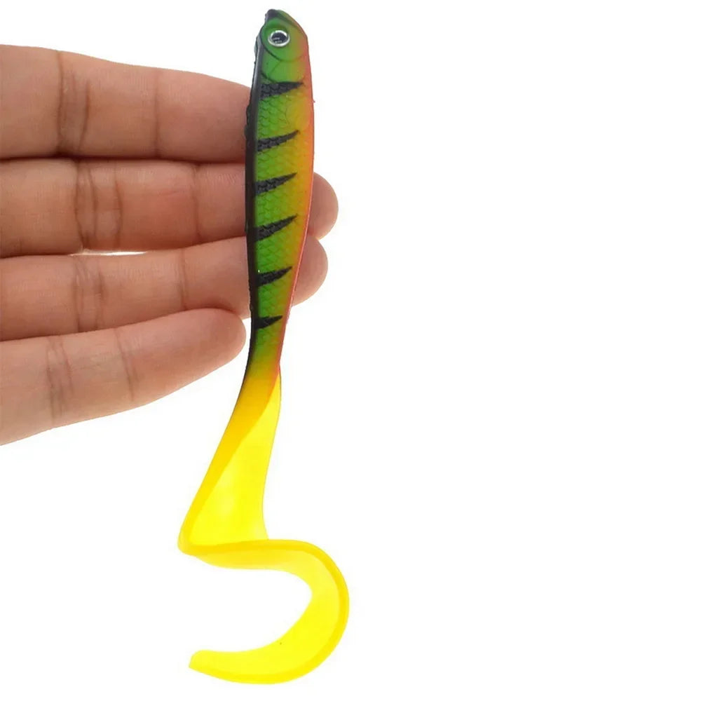 Colorful T-tail fishing lures designed for attracting fish in freshwater and saltwater environments