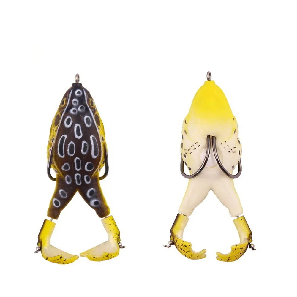 Topwater frog lure for bass fishing in black and yellow colors from The Fishing Gear Shop