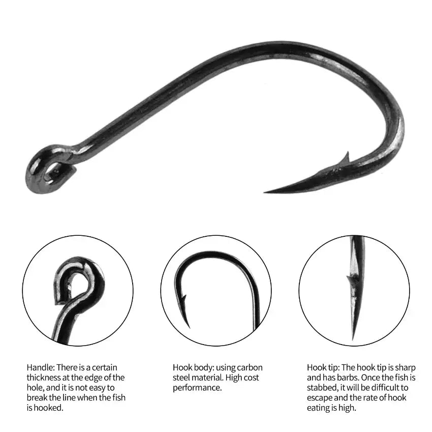 Ultimate fishing hooks set featuring durable carbon steel material for high performance and effective fish catching