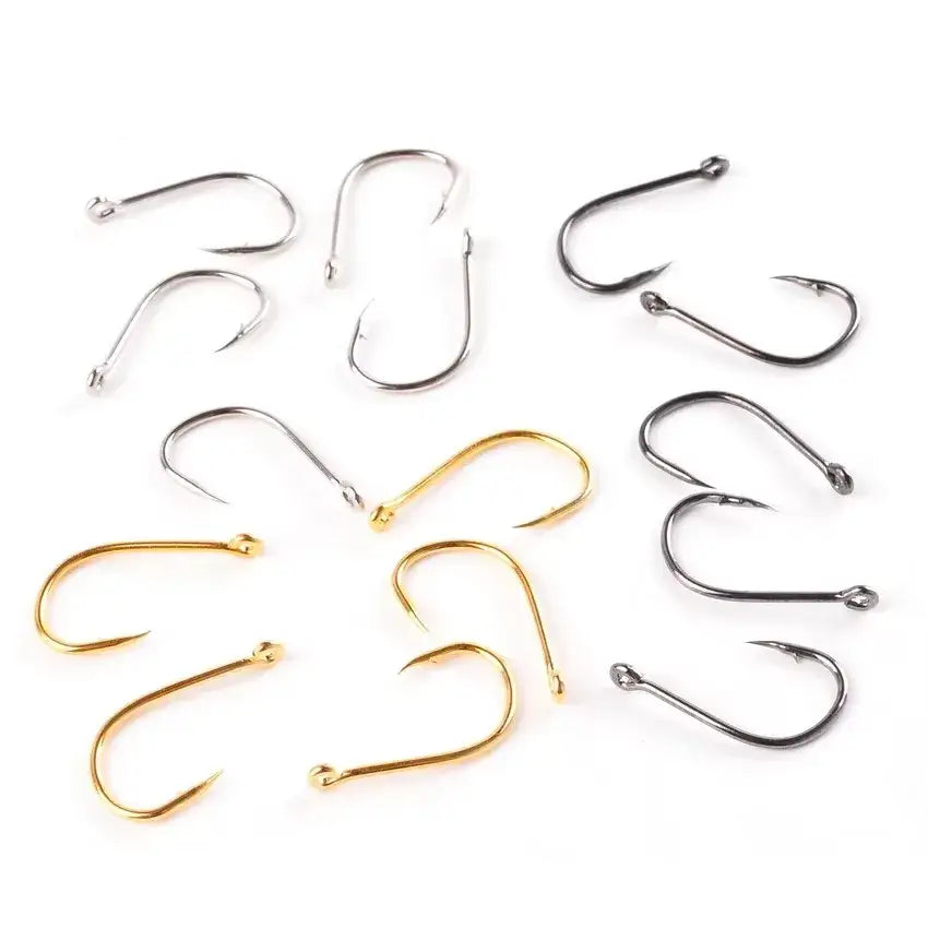 Ultimate fishing hooks set featuring various sizes in silver and gold finishes for all anglers