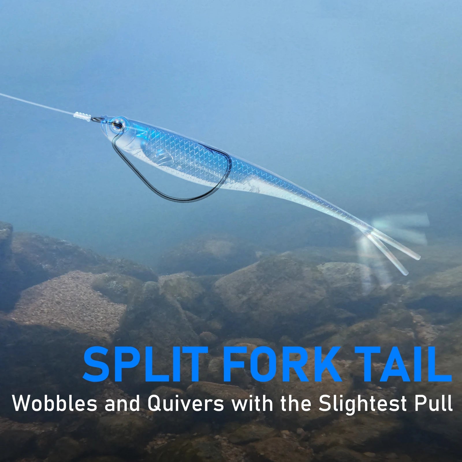Transparent Split Fork Tail Bass Fishing Soft Bait for Natural Movement in Water