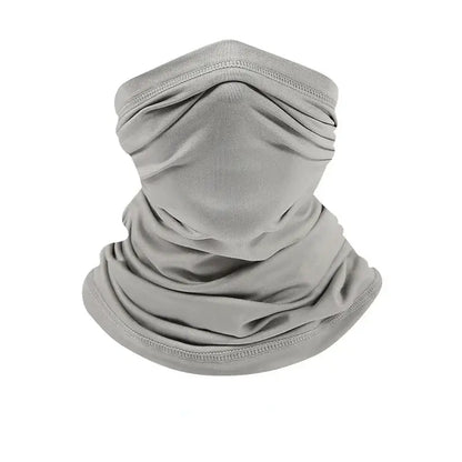 Camo face scarf for fishing in gray, perfect for sun protection during outdoor adventures