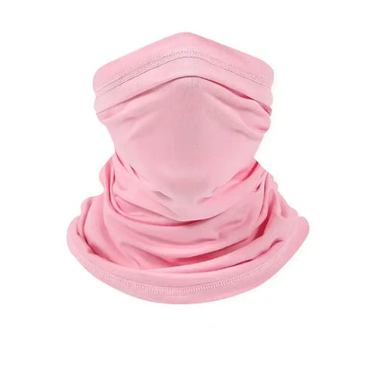 Pink Camo face scarf for fishing, ideal for sun protection and active outdoor adventures