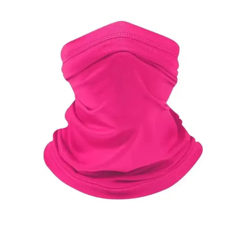 Bright pink camo face scarf for fishing designed for comfort and sun protection