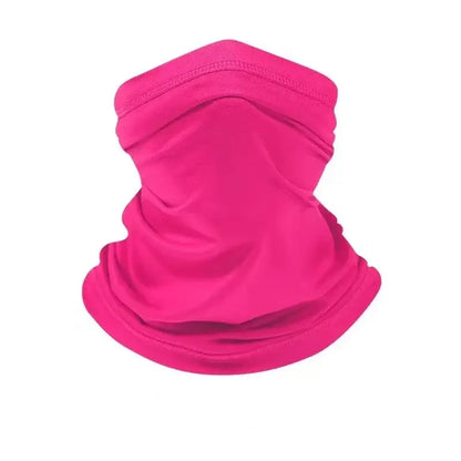 Bright pink camo face scarf for fishing designed for comfort and sun protection