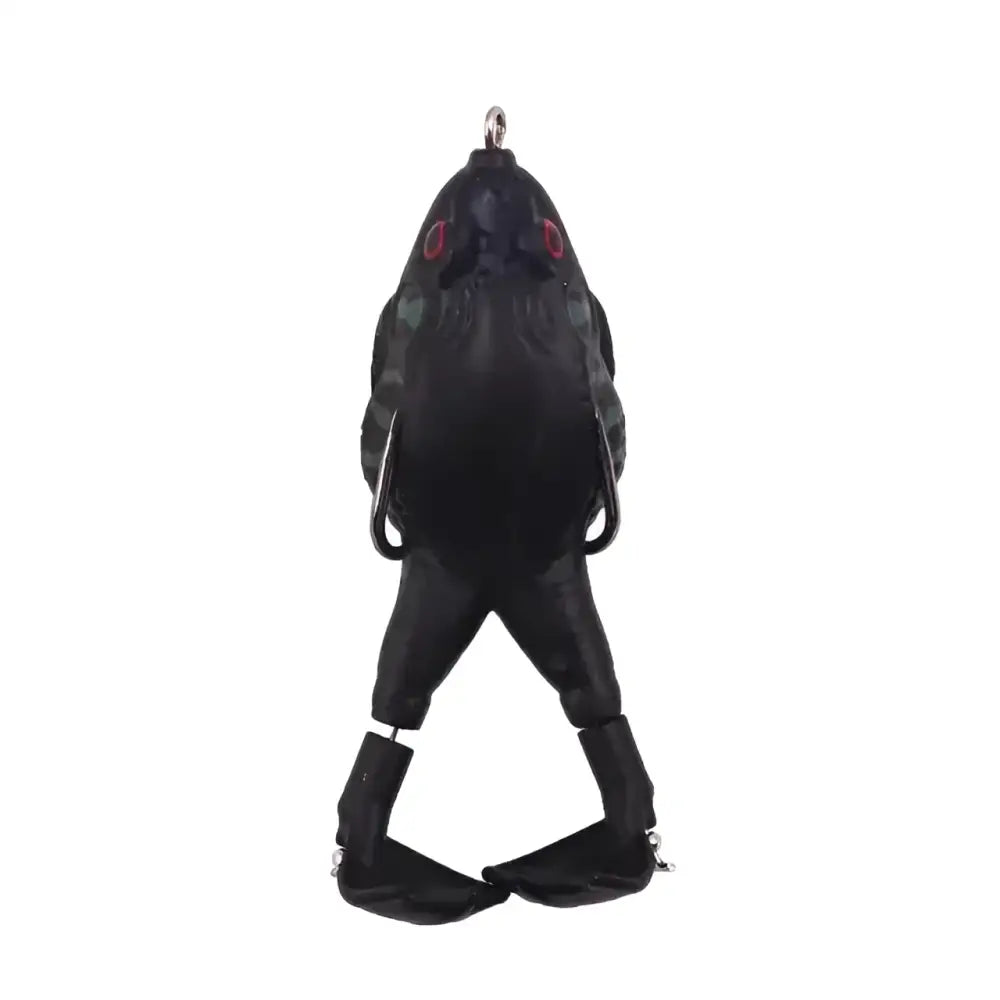 Double propeller frog lure in black for effective fishing in freshwater environments