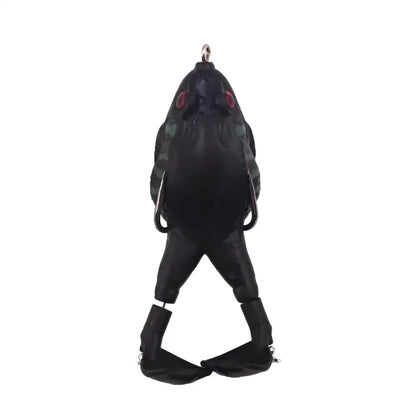 Double propeller frog lure in black for effective fishing in freshwater environments