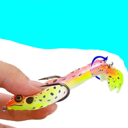 Double propeller frog lure with vibrant colors and realistic design for effective fishing
