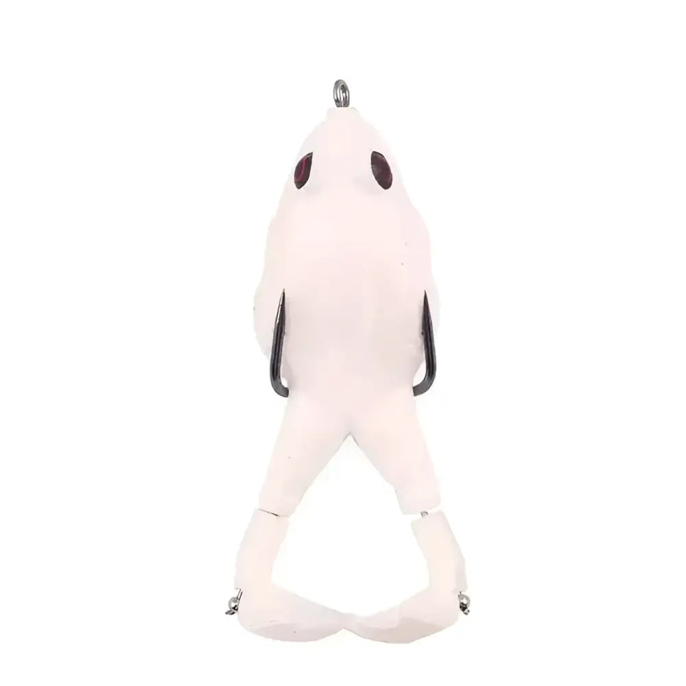 Double propeller frog lure in white with hooks, ideal for attracting fish in freshwater fishing