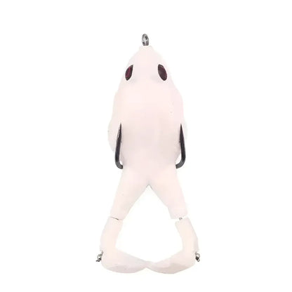 Double propeller frog lure in white with hooks, ideal for attracting fish in freshwater fishing