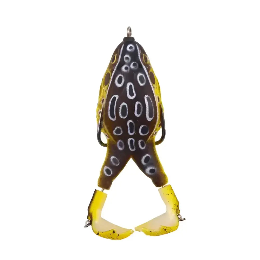 Double propeller frog lure in yellow and black design for effective bass fishing