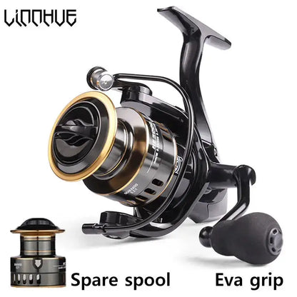 HE500-7000 fishing reel with spare spool and ergonomic Eva grip for enhanced fishing performance