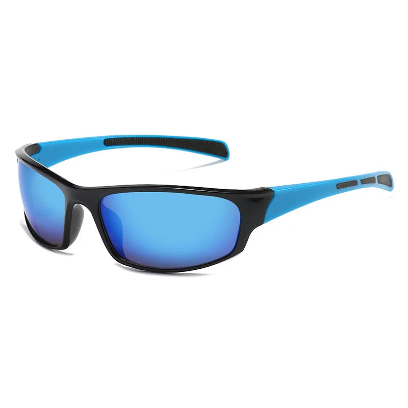Stylish UV protection fishing glasses with blue lenses and sport design for outdoor fishing adventures
