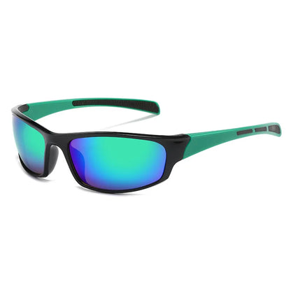 Stylish UV protection fishing glasses with green and black frame for outdoor fishing activities