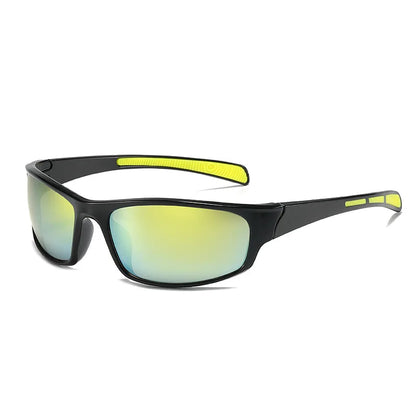UV protection fishing glasses with sleek black frame and reflective lenses for outdoor anglers
