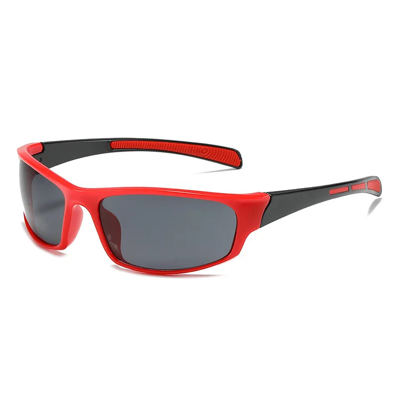 Red and black UV protection fishing glasses with stylish design and polarized lenses
