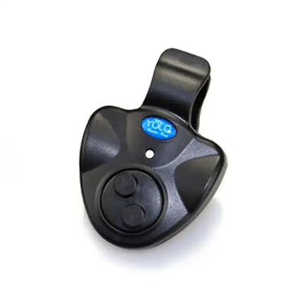 Audible fishing alarm clip with dual buttons for easy operation and setup while fishing