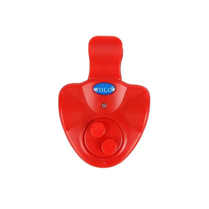 Red audible fishing alarm from The Fishing Gear Shop with two buttons for easy operation